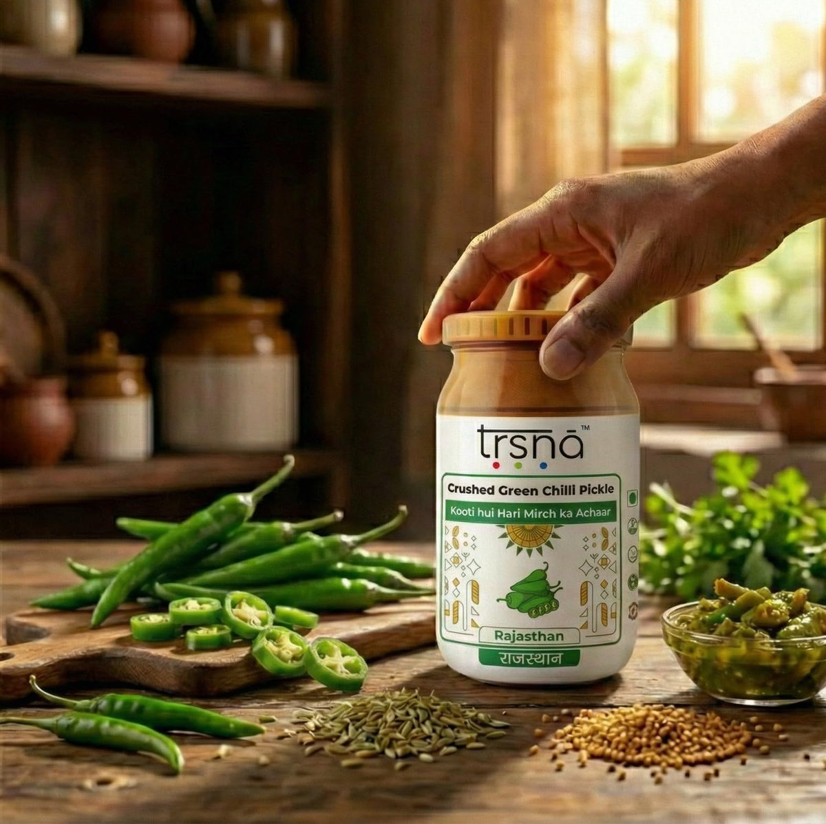 Crushed Green Chilli Pickle